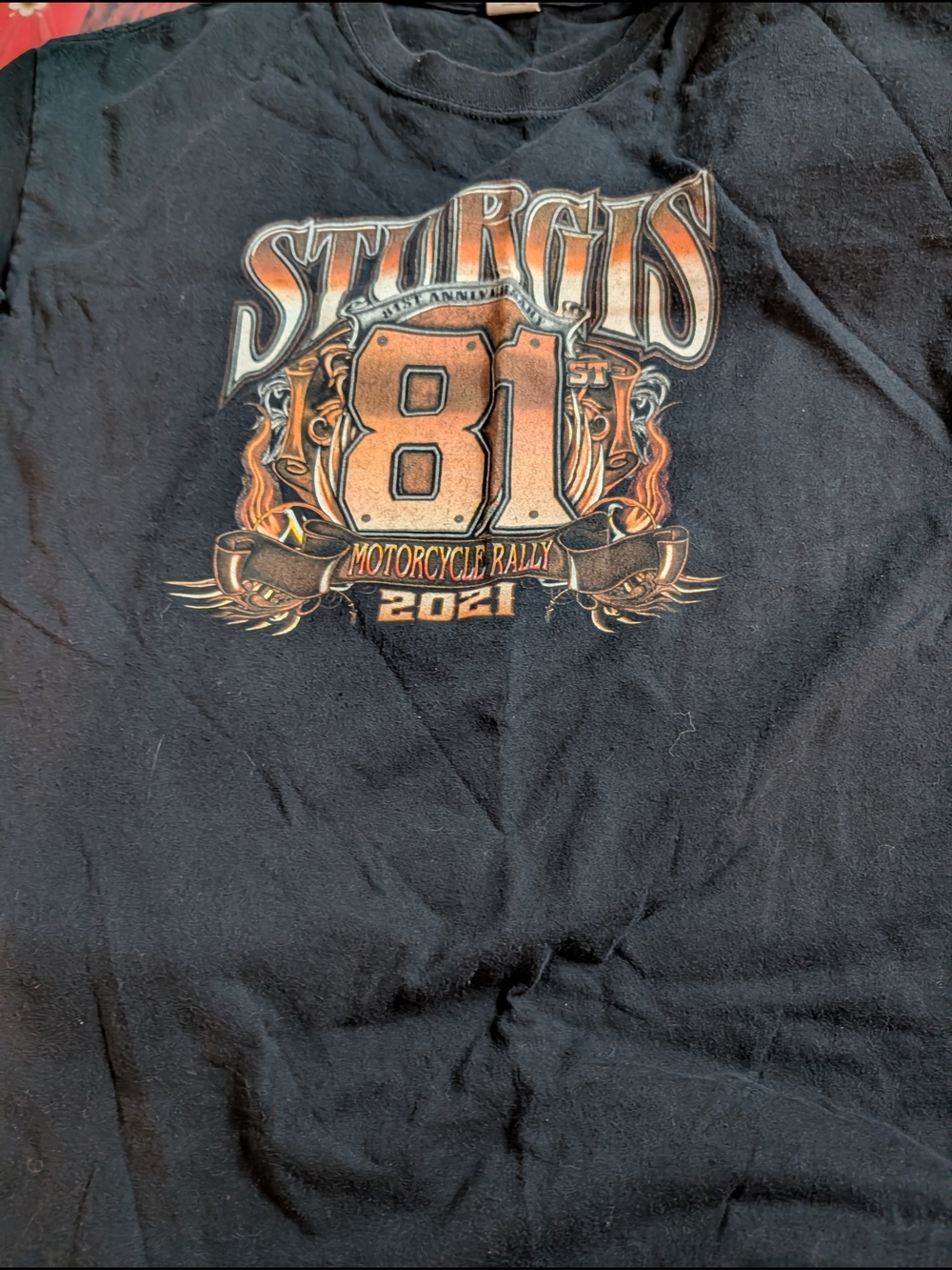 Harley-Davidson Black Tee with Orange and Cream Sturgis 81 Graphic